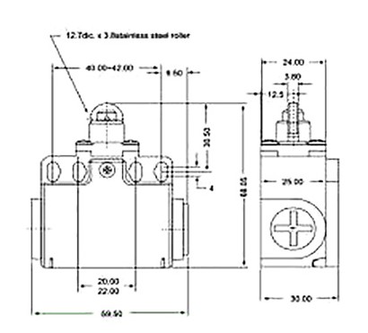 لیمیت سوئیچ(میکرو سوئیچ) پلاستیکی پهن 303 پارس فانال مدل  PFB-303