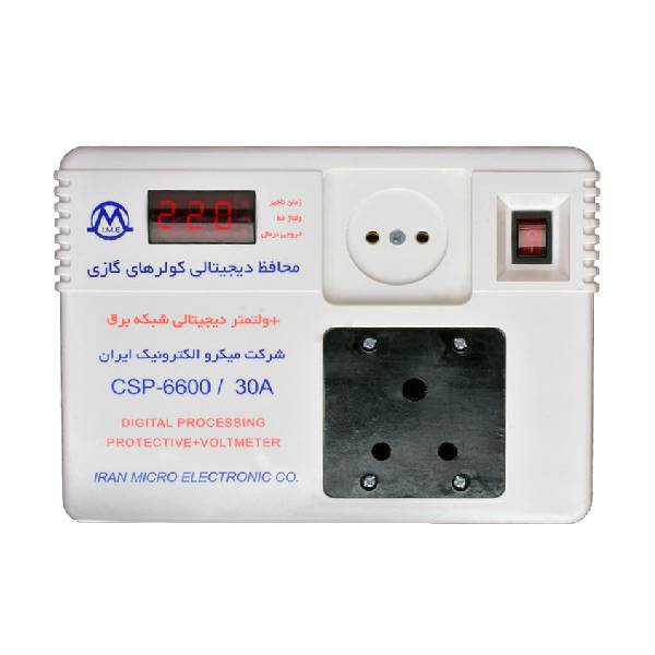 محافظ کولرگازی سه شاخه ارتدار همراه با خروجی ترمینالی و دوشاخه کابل دار دیجیتال 30 آمپر میکرومکس   مدل  CSP-6600